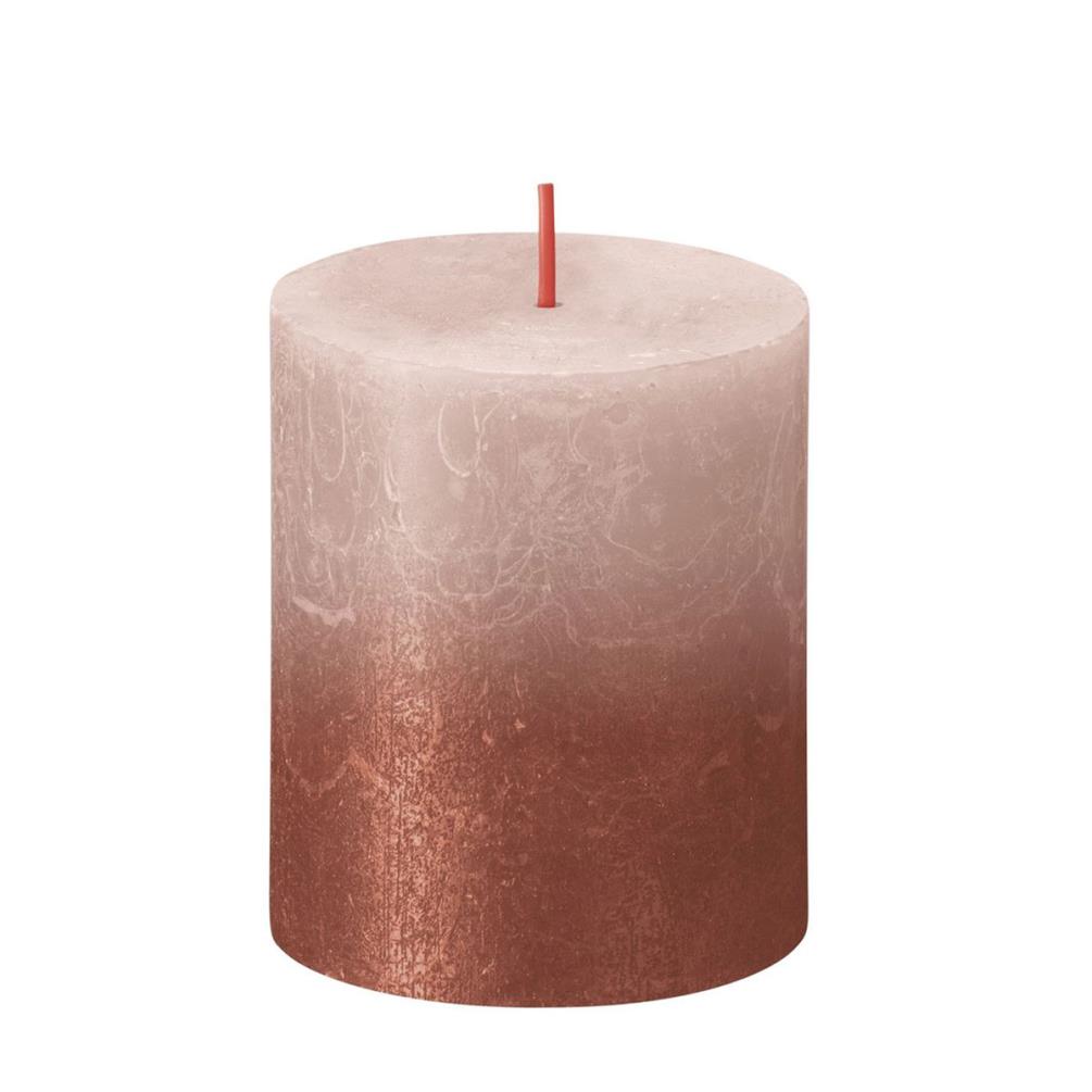 Bolsius Faded Misty Pink Amber Rustic Metallic Pillar Candle 8cm x 7cm £4.73